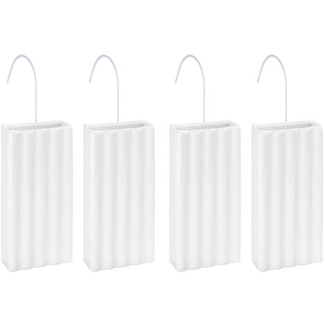 Wenko – Lot de 4 saturateurs humidificateurs céramique pour radiateur – Accroche métallique – Dimensions 9 x 19,5 x 4 cm – Climat intérieur sain