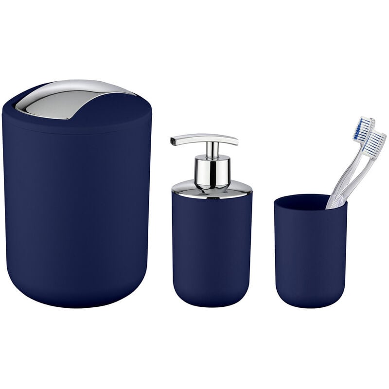 Lot de récipients à brosse, distributeur de savon, panier de bain brasil bleu foncé - Wenko