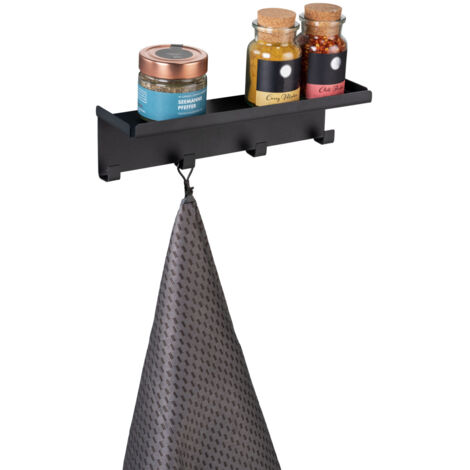 WENKO Magnetische Hakenleiste Ima Befestigen ohne Bohren in Schwarz 30x6,5x9 cm