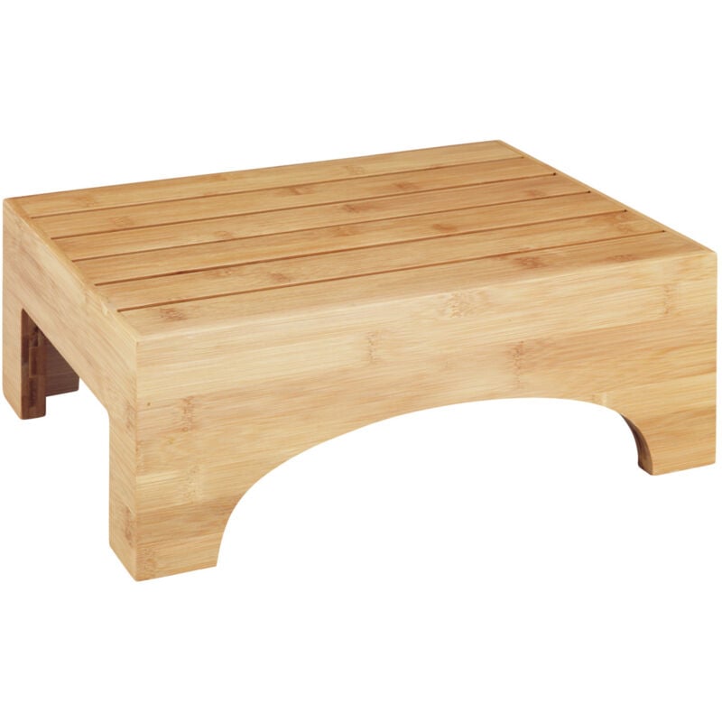Wenko - Marche pied Bambusa Réhausseur, Solution esthétique pour atteindre les produits en hauteur, Repose pied bureau, Bambou, 40x30x15 cm, Marron