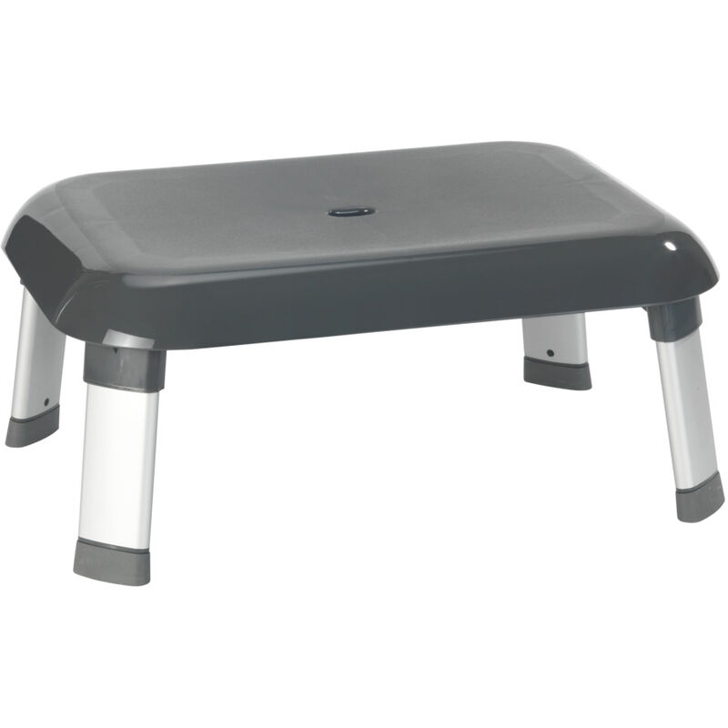 Marche pied salle de bain et wc, marche pied enfant et adulte, Secura Premium, Aluminium - Plastique, 46,5x20x36 cm, Gris - Wenko