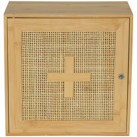 WENKO Medikamentenschrank Allegre, Aus Bambus und Rattan, Braun, Bambus natur, Rattan natur