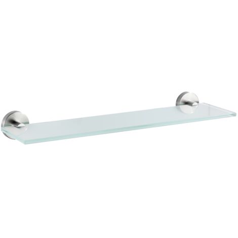 WENKO Mensola per bagno, ripiano in vetro satinato Bosio, fissaggio in acciaio inox, 46,5x5,5x13,5 cm, opaco