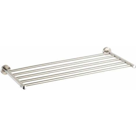 WENKO Mensola porta asciugamani da parete Faella, Mensola per bagno con porta asciugamani da parete, Acciaio inossidabile, 69,5x29,5x5,5 cm, lucido