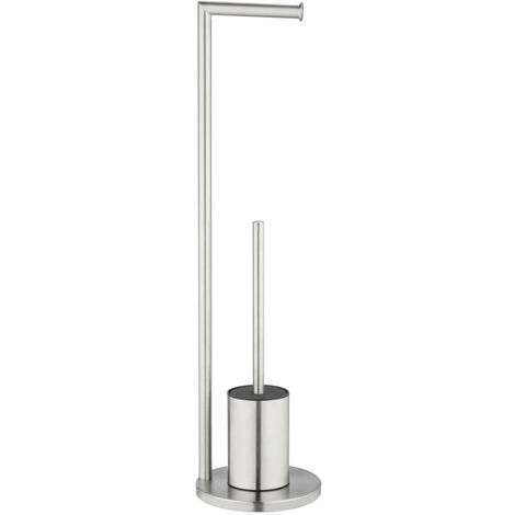 WENKO Metall  Stand WC-Garnitur Ferla in Mattsilber 18 x 69,5 cm