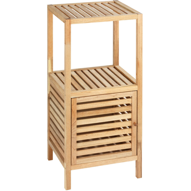 Wenko - Meuble salle de bain bois, armoire en bois salle de bain, Norway, Bois Noyer, 39,5x86x35,5cm, Marron
