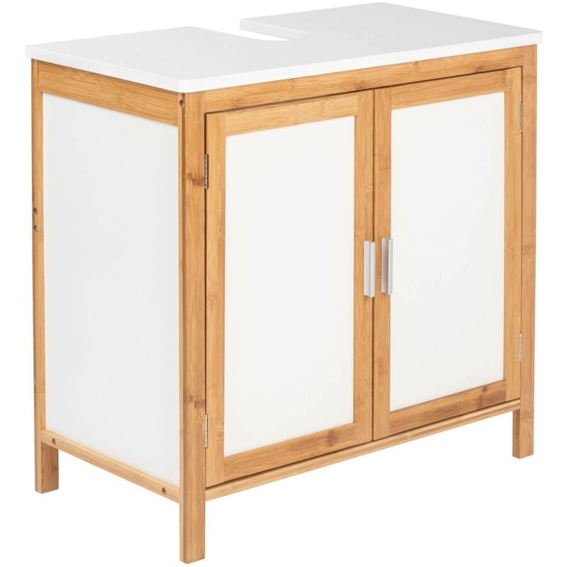 Wenko - Meuble lavabo finja, en bambou et mdf, 65 x 60 x 33 cm