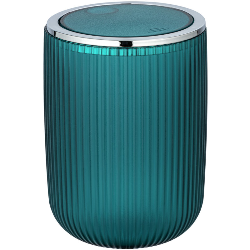 Wenko - Mini Poubelle Salle de Bain Agropoli s, Poubelle à couvercle basculant, Capacité 2L, Plastique surface givrée, ø 14,5x20 cm, Pétrole
