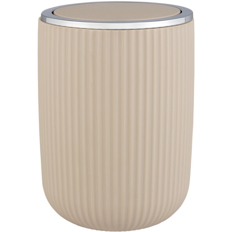 Poubelle de Salle de bain Wenko Modèle Agropoli, poubelle wc, poubelle de salle de bain avec couvercle basculant, sans bpa, 2L, beige, s, d14,5x20cm