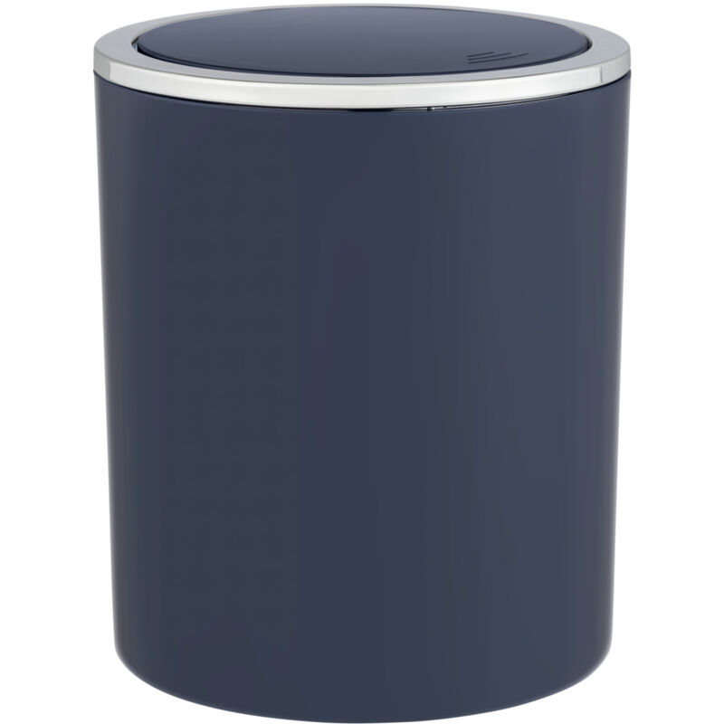 Mini Poubelle Salle de Bain Inca bleu, Poubelle à Couvercle Basculant, Capacité 2L, Plastique haut de gamme sans bpa, ø 14 x 16,8 cm, bleu foncé