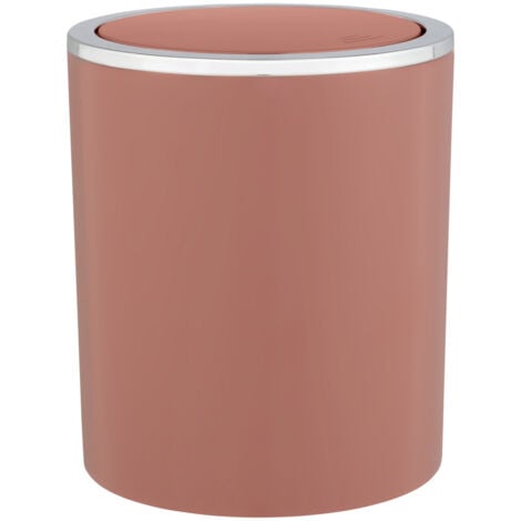 WENKO Mini Poubelle Salle de Bain Inca rose, Poubelle à Couvercle Basculant, Capacité 2L, Plastique haut de gamme sans BPA, Ø 14 x 16,8 cm, rose ancien