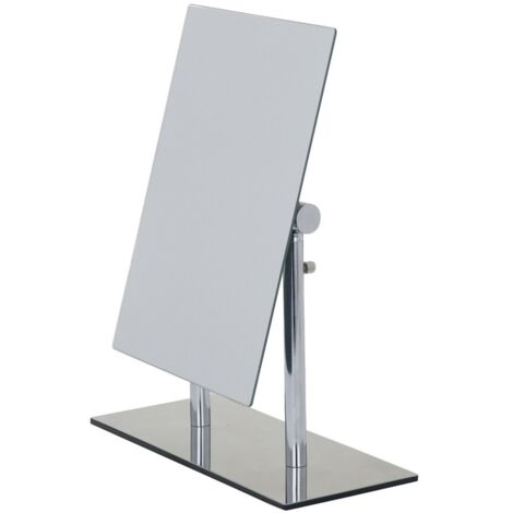 Wenko – Miroir cosmétique élégant 16x23cm – Réglage de hauteur 27-35cm – Inclinaison ajustable – Base stable chromée – Pour soins visage et maquillage