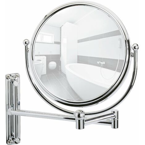 Wenko – Miroir grossissant mural 19 cm – Double face 5x – Bras télescopique 48 cm – Fixation murale incluse – Pour maquillage précis