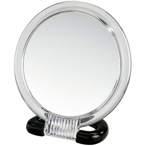 WENKO Miroir grossissant sur pied ou miroir grossissant mural, x3, Ø12,5 cm, plastique, 15,5x17x7,5 cm, transparent