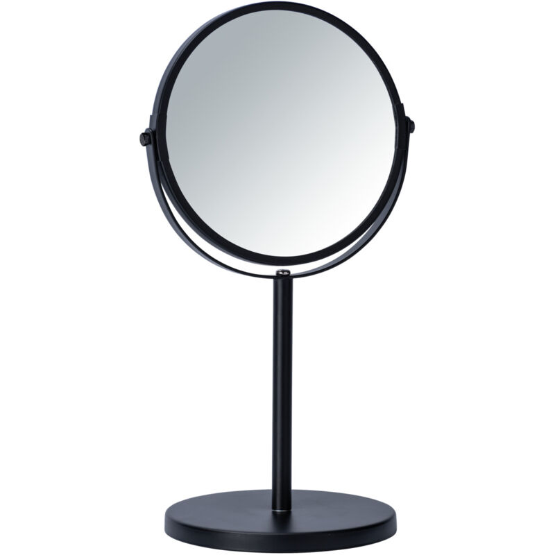 Miroir grossissant x3 Assisi, miroir grossissant sur pied, ø 16 cm, Acier, 18,5x34,5x15 cm, Noir - Wenko