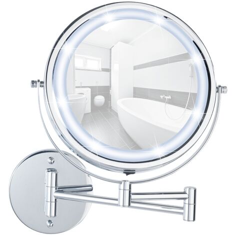 WENKO Miroir grossissant lumineux, LED, x5, fixation miroir sans percer Power-Loc®, Lumi