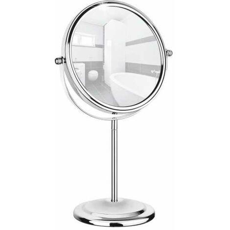 WENKO Miroir grossissant x7, miroir grossissant double face sur pied, Ø 15 cm, Acier, 20x31,5x12 cm, Chromé - Brillant