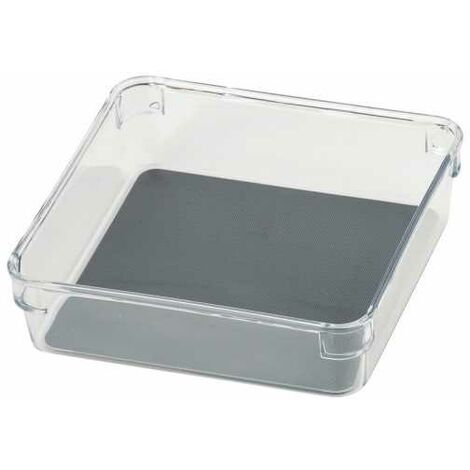 WENKO Organiseur de tiroir Cube M, rangement tiroir, plastique de haute qualité, 16x16x4.5cm, transparent