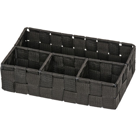 WENKO Organizer Adria Klein Schwarz 4 Fächer, Schwarz, Polypropylen schwarz, lackiertes Metall