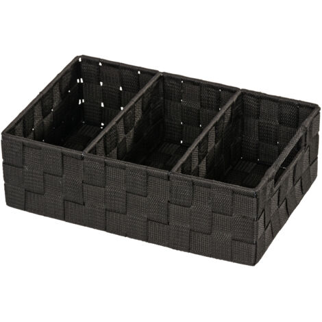 WENKO Organizer Adria Schwarz 3 Fächer, mit Griff, Schwarz, Polypropylen schwarz, lackiertes Metall