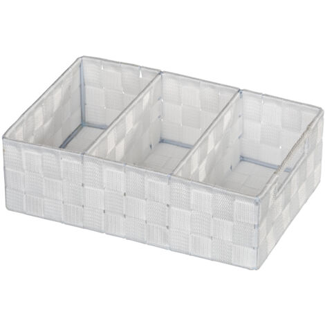 WENKO Organizer Adria Weiß 3 Fächer, mit Griff, Weiß, Polypropylen weiß, lackiertes Metall