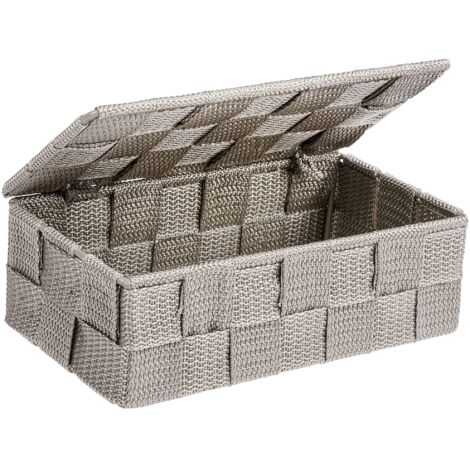 WENKO Organizzatore con coperchio Adria mini taupe, Polipropilene, 18 x 6.5 x 10 cm, Tortora