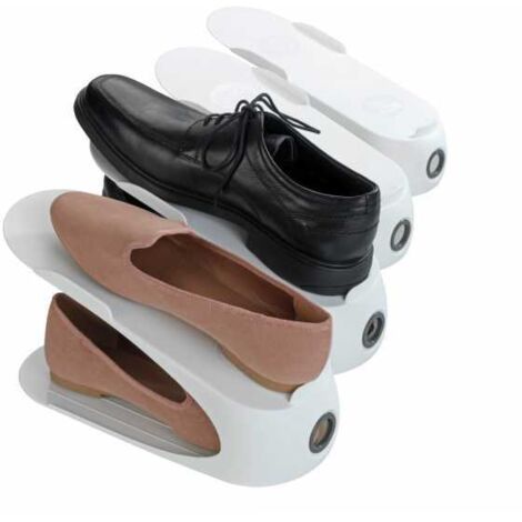WENKO Organizzatore di scarpe, Salvataggio spazio per scarpe, Set di 4, supporto in plastica robusta, 11,5x15x29 cm, bianco