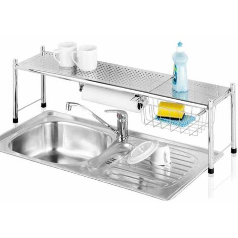WENKO Organizzatore per lavello, scaffale telescopico per lavello Expando L69-116 cm