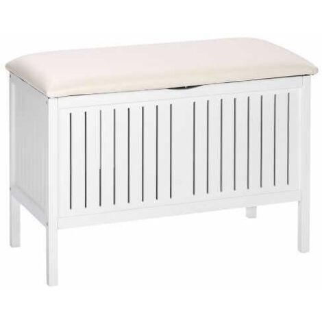 WENKO Panchina per bagno Oslo, panchina portagioie in stile scandinavo per bagno, Legno, 78 x 55 x 39 cm, Bianco