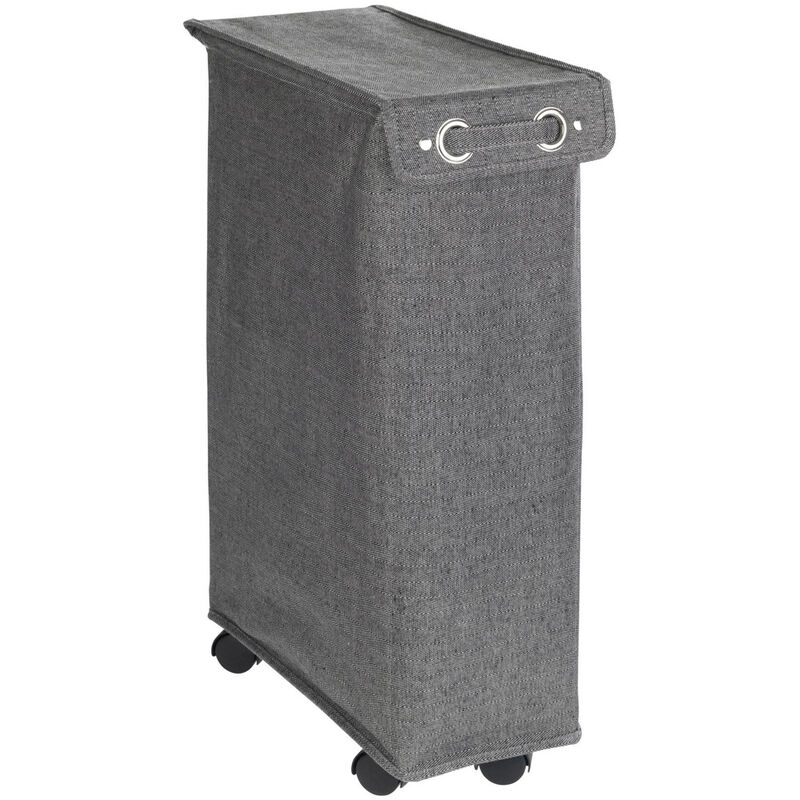 Wenko - Panier à linge avec couvercle et roulettes, conteneur textile étroit - 43 l, 60 x 18,5 x 40 cm
