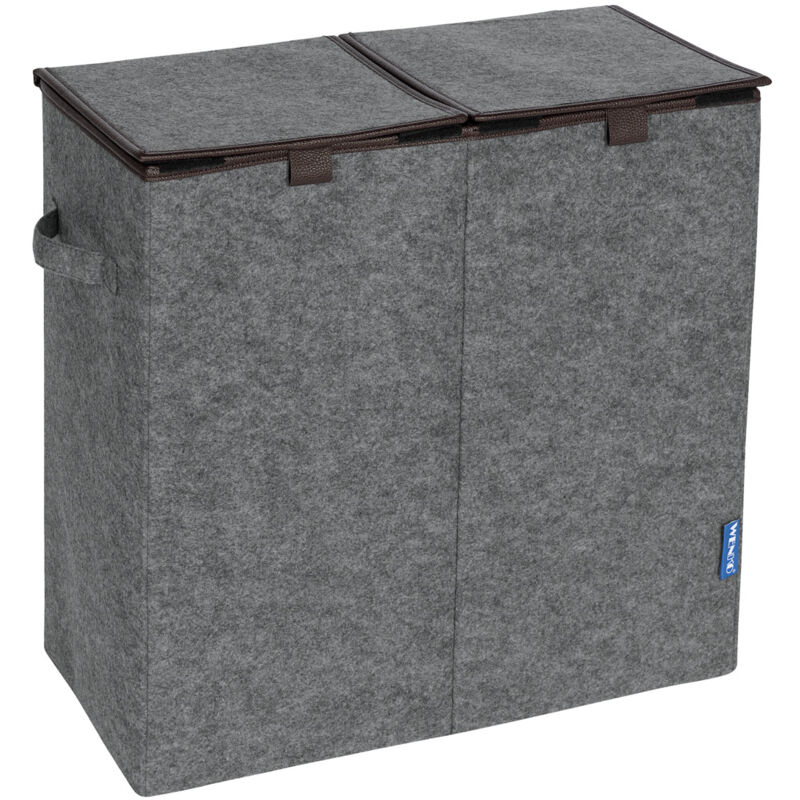 Wenko - Panier à linge Duo Feutre, marron