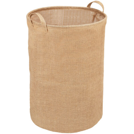 Wenko – Panier à linge rond 62 L en jute renforcé – Dimensions 38 x 55 cm – Avec poignées pratiques pour transport facile