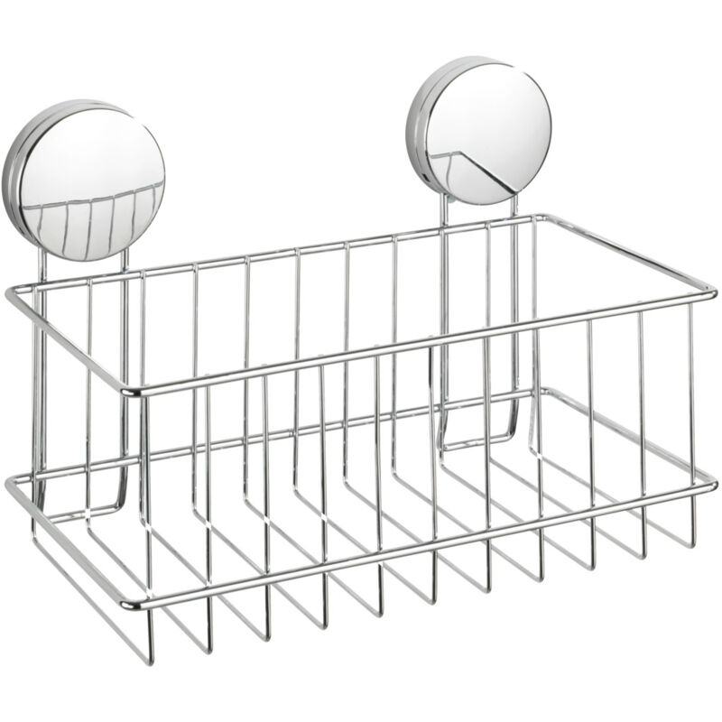 Panier de douche mural Osimo, Etagère de douche murale fixation sans perçage 'Static Loc Plus', acier, 24x16,5x13,5 cm, chromé - Wenko