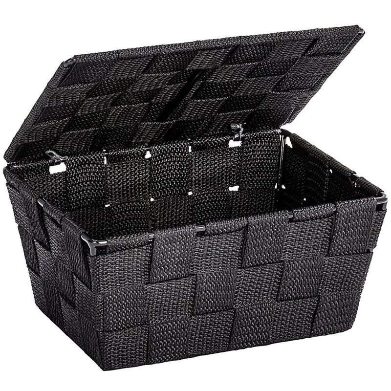 WENKO Panier de rangement avec couvercle adria noir