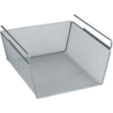 Wenko – Panier de rangement suspendu en métal argenté 28 x 15 x 27,5 cm – Pour cuisine et chambre – Rangement serviettes, épices, accessoires