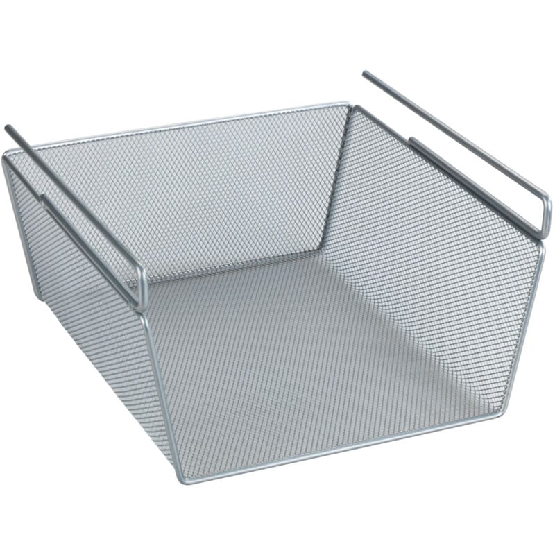 Panier de rangement suspendu m, Panier de rangement pour suspendre à une étagère ou placard, métal, 27x5x28x15 cm, argent - Wenko