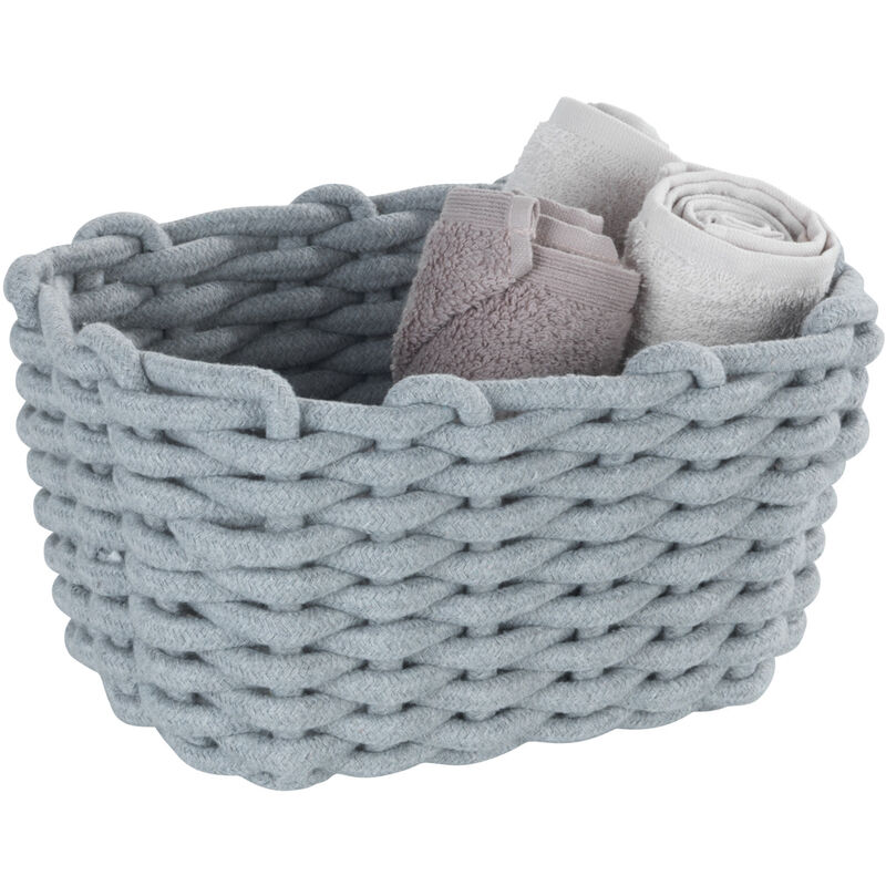 WENKO Panier de rangement Tia M, corbeille de bain haute qualité en corde de coton tissée d'un gris nordique, rangement & organisation, 25 x 18 x 15