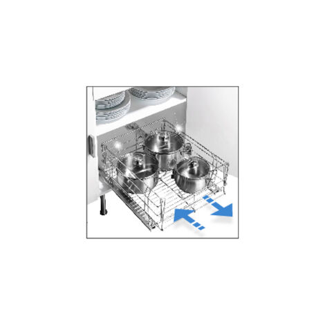 Wenko – Panier en métal pour comptoir de cuisine – Organisateur rétractable 50 x 23 x 50 cm – Acier chromé poli miroir – 8 kg max