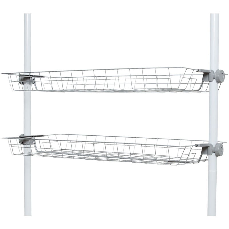 Wenko - Panier Herkules, pièce détachée pour système de rangement télescopique Herkules, lot de 2, métal, 94x8x38 cm, blanc