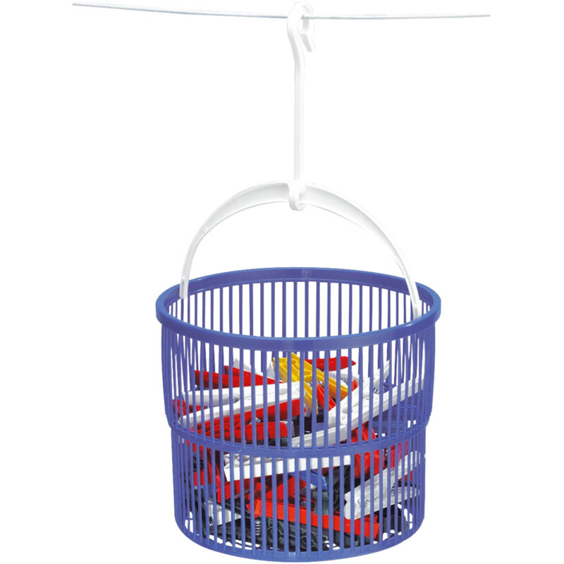 Wäscheklammer-Korb mit 30 Klammern Kunststoff 9cm Ø19cm blau