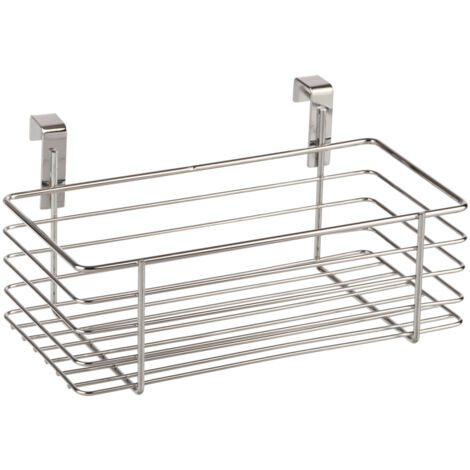 Wenko – Panier suspendu métal chromé 24x15 cm – Rangement cuisine sans percer – Fixation sécurisée avec coussinets EVA – Pour ustensiles et éponges