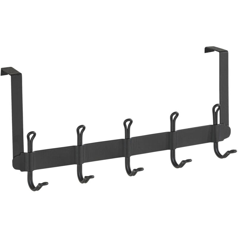 Patère de porte 5 crochets Nostalgie WENKO, Porte manteaux de porte, Look rétro, Pour porte épaisseur feuillure 2cm, Acier dépoli, 37,5,18x7,8cm,