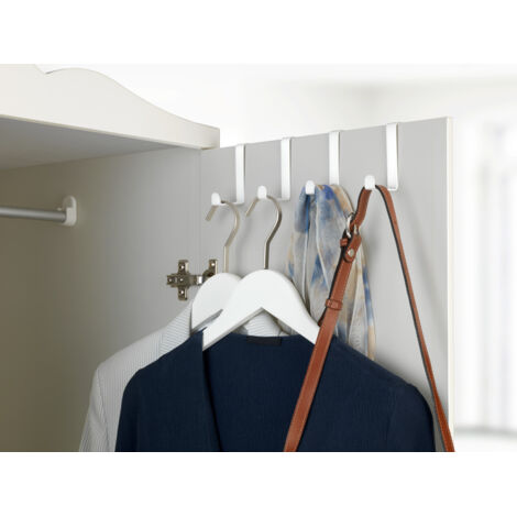 Wenko – Patère de porte blanche Lot de 4 – Crochets en acier avec revêtement poudre – Résistants à la corrosion pour usage quotidien