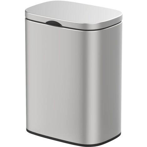 Wenko Pattumiera da parete Sare da 5 litri, con coperchio e abbassamento automatico Easy-Close, secchio da bagno in acciaio inox con anti-impronta, fissaggio senza foratura, 21,5 x 29,5 x 19 cm