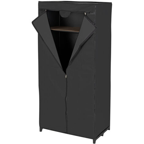 Wenko – Penderie en tissu 75x160x50cm – Structure métallique robuste – Charge 10kg – Polyester noir pour rangement vêtements