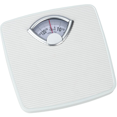 Wenko – Pèse personne mécanique rétro – Capacité jusqu'à 130 kg – Écran grand format – Plateau acier antidérapant – Molette de réglage – 27x4,5x26,5cm