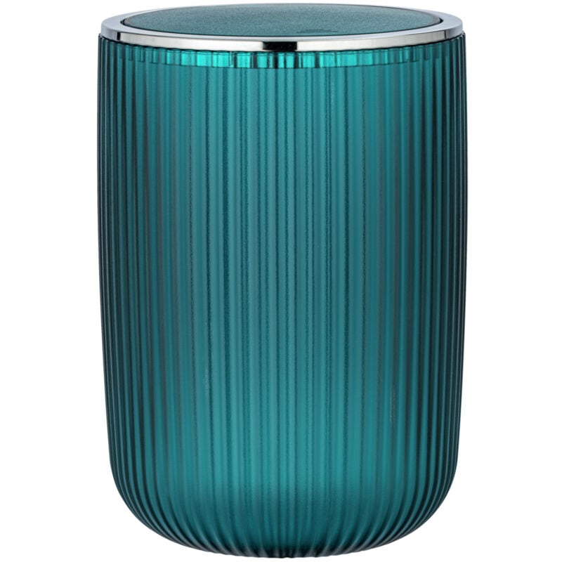 Poubelle Wenko Agropoli l 5,5L petrol avec couvercle basculant en plastique pour salle de bain et cosmétique couleur turquoise idéale pour un