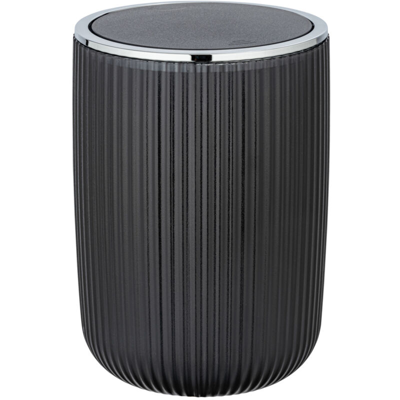 Poubelle de Salle de bain Wenko Modèle Agropoli, poubelle wc, poubelle de salle de bain avec couvercle basculant, sans bpa, 5,5L, gris givré, l,