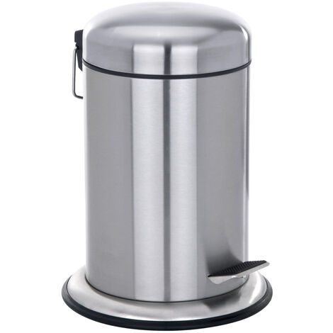 WENKO Petite Poubelle Salle de Bain, poubelle avec mécanisme à pédale, Nova, capacité 3L, Acier inox, 22x30x21,6 cm, Mat - Satiné