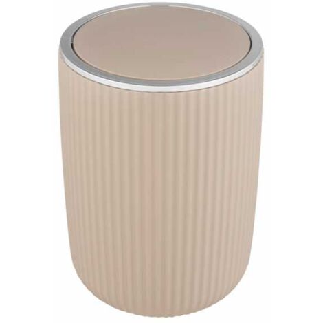 WENKO Piccolo Cestino per Bagno Agropoli L, Cestino con coperchio basculante, Capacità 5,5L, Plastica superficie satinata senza BPA, Ø19x27 cm, Beige